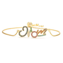 Load image into Gallery viewer, Gold Bracelet Personalized Color Zirconium MOM Jewelry Gift

