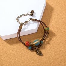 Load image into Gallery viewer, Hand-woven Cowhide Rope Bracelet Ceramic Bohemian Couple Bracelets
