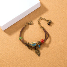 Load image into Gallery viewer, Hand-woven Cowhide Rope Bracelet Ceramic Bohemian Couple Bracelets
