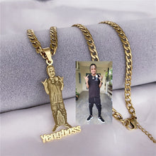 Load image into Gallery viewer, Frosted Portrait Photo Name Necklace Children
