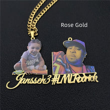 Load image into Gallery viewer, Frosted Portrait Photo Name Necklace Children
