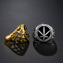 Load image into Gallery viewer, Maple Leaf Drop Oil Gold Plated Rings Unisex Hip Hop Hiphop Rings
