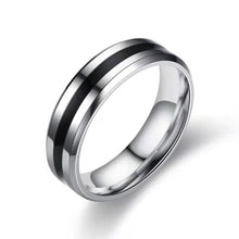 Load image into Gallery viewer, Titanium steel with three zircon couple rings
