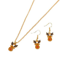Load image into Gallery viewer, Christmas Elk Pendant Necklace Earrings 2-Piece Jewelry
