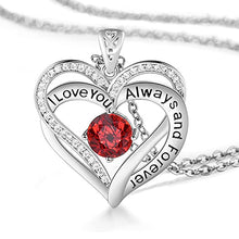 Load image into Gallery viewer, I Love You Always And Forever Crystal Heart Pendant Necklace Birthstone Necklaces
