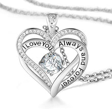 Load image into Gallery viewer, I Love You Always And Forever Crystal Heart Pendant Necklace Birthstone Necklaces
