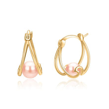 Load image into Gallery viewer, 925 Sterling Silver Small Hoop Earring Pearl Hoop Earrings Ocean Wave Earrings for Women Gifts
