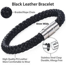 Load image into Gallery viewer, Mens Womens Leather Brown Black Braided Bracelet
