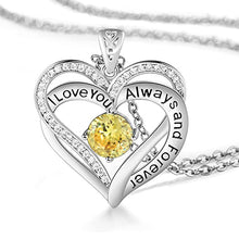 Load image into Gallery viewer, I Love You Always And Forever Crystal Heart Pendant Necklace Birthstone Necklaces
