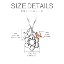 Load image into Gallery viewer, Sterling Silver Cross I am a Child of God Engraved Daisy Necklace Gift for Her
