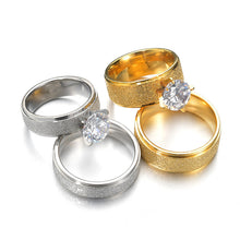 Load image into Gallery viewer, Couple Rings Sandblasted Inlaid Zircon Wedding Rings
