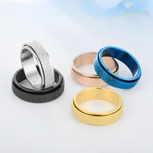 Load image into Gallery viewer, Turnable Anxiety Rings Rainbow Silver Color Relieve Stress Rings For Women Men

