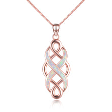 Load image into Gallery viewer, Sterling Silver Irish Celtic Knot Opal Pendant Necklace Infinity Love Necklace Gift for Her
