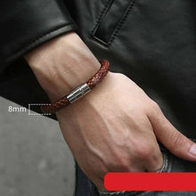 Load image into Gallery viewer, Mens Womens Leather Brown Black Braided Bracelet
