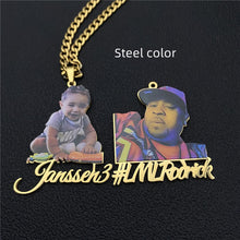 Load image into Gallery viewer, Frosted Portrait Photo Name Necklace Children
