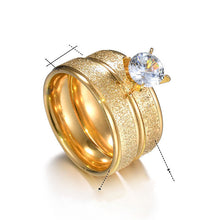 Load image into Gallery viewer, Couple Rings Sandblasted Inlaid Zircon Wedding Rings
