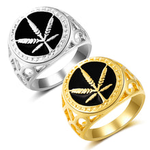 Load image into Gallery viewer, Maple Leaf Drop Oil Gold Plated Rings Unisex Hip Hop Hiphop Rings
