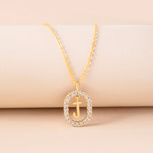 Load image into Gallery viewer, Crystal Letter Necklace Gold Name Initial Alphabet Oval Pendant Necklaces For Women
