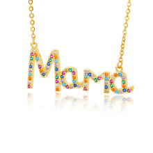 Load image into Gallery viewer, 18k Copper Zircon Mom Square Pendant Necklace
